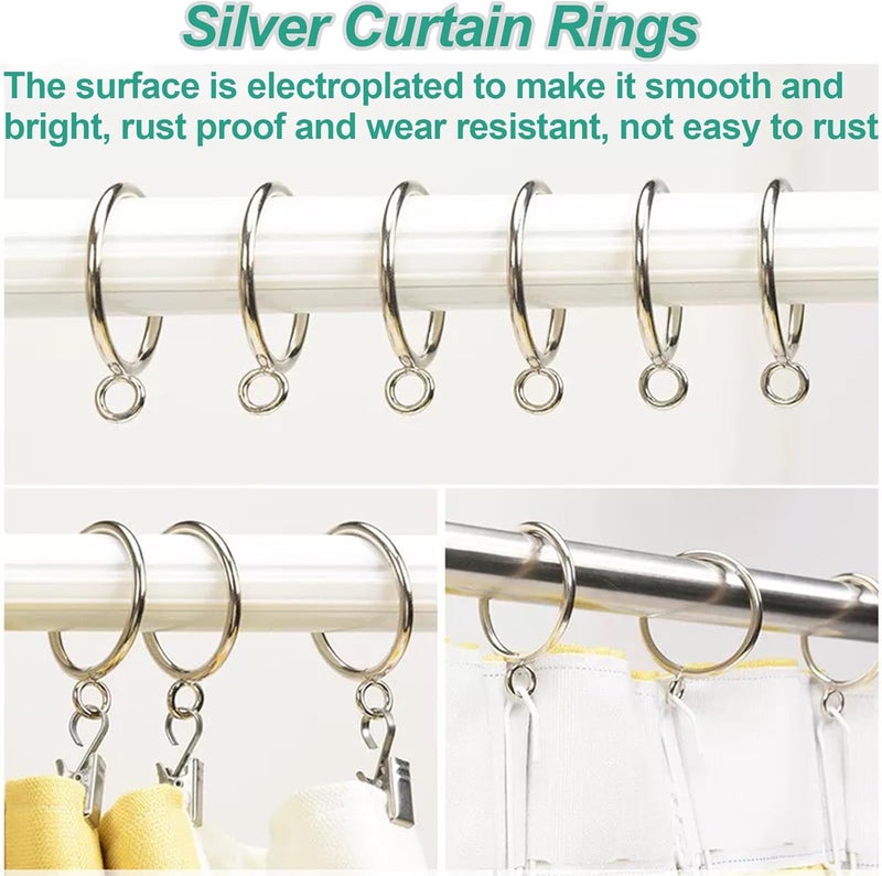 LEPEVNEY Silver Curtain Rings Metal Drapery Ring for Curtain Rods Silver Tone, Inner Diameter 1 Inch 24 Pcs - Image 5